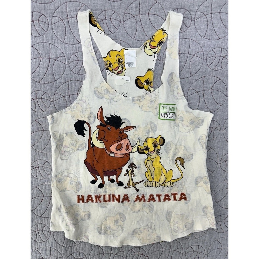 Disney Tank‎ Top Multicolor Hakuna Matata Reversible / Women's Large